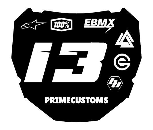 Black and white decal with various brand logos on a white background